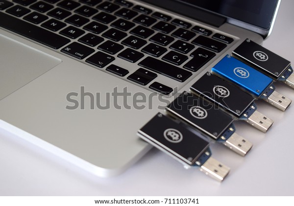 Laptop U!   sb Bitcoin Miner Stock Photo Edit Now 711103741 - 